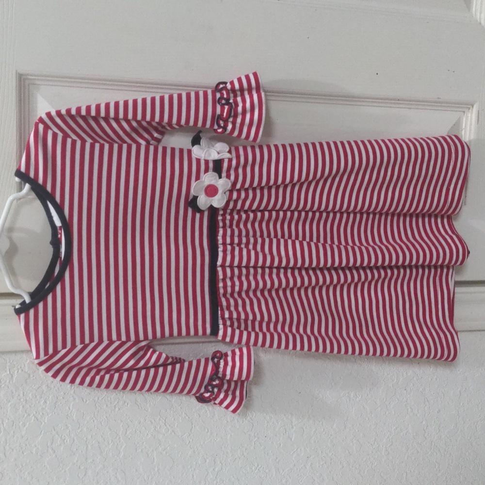 Florence Eiseman Girls Red& White Striped Dress. Size 4 T - Picture 1 of 6